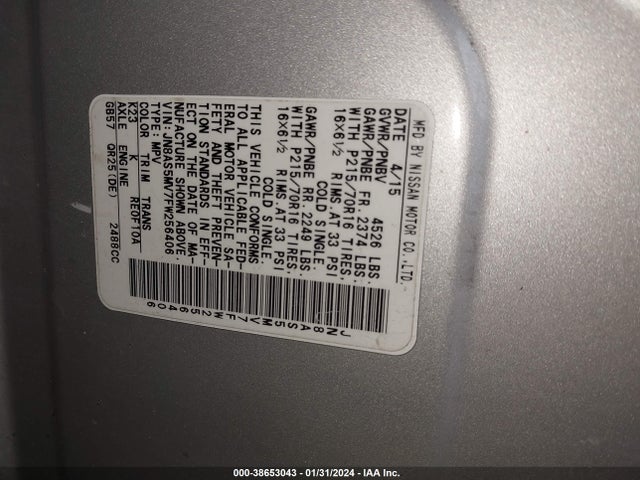 Nissan Rogue Select S 2015 JN8AS5MV7FW256406 Image 9
