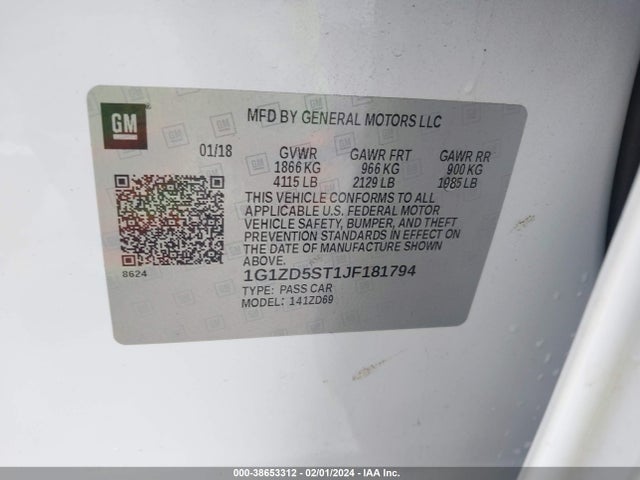 Chevrolet MALIBU LT 2018 1G1ZD5ST1JF181794 Image 9