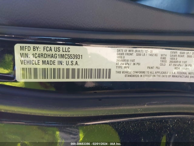 Dodge Durango Sxt Plus Rwd 2021 1C4RDHAG1MC553931 Image 9