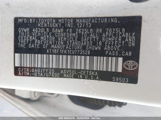 Toyota CAMRY SE 2014 4T1BF1FK1EU773528 Image 9