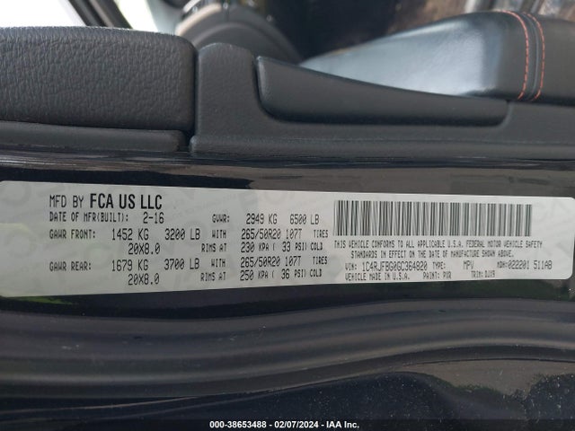 1C4RJFBG0GC364820 Jeep Grand Cherokee Limited 75th Anniversary
