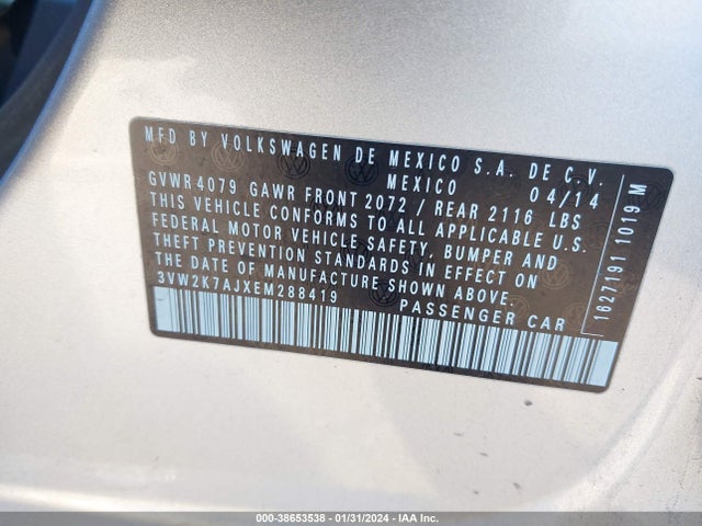 3VW2K7AJXEM288419 Volkswagen Jetta 2.0l S