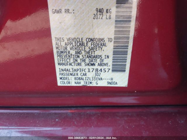 1N4AL3AP3FC178457 Nissan Altima 2.5 Sv