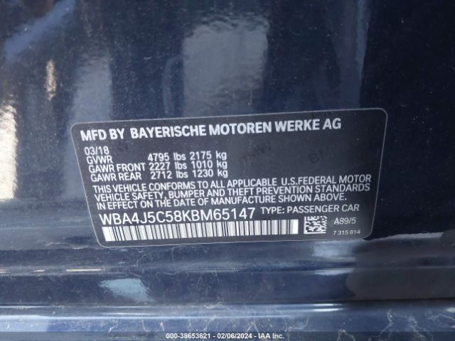 WBA4J5C58KBM65147 BMW 440i Gran Coupe