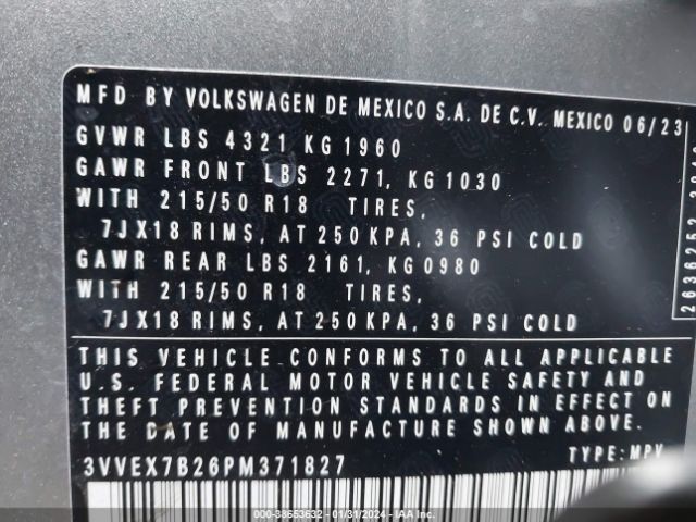 3VVEX7B26PM371827 Volkswagen Taos 1.5t Se
