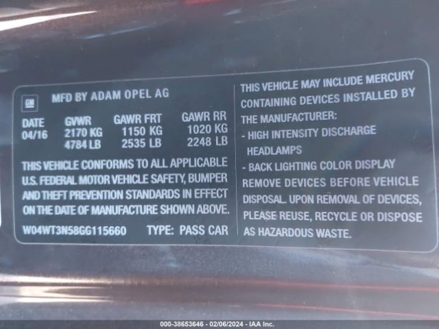 W04WT3N58GG115660 Buick Cascada Premium