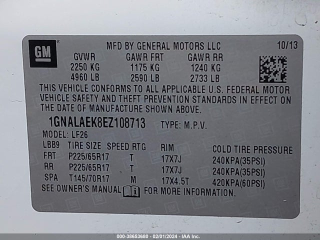 Chevrolet EQUINOX LS 2014 1GNALAEK8EZ108713 Image 9