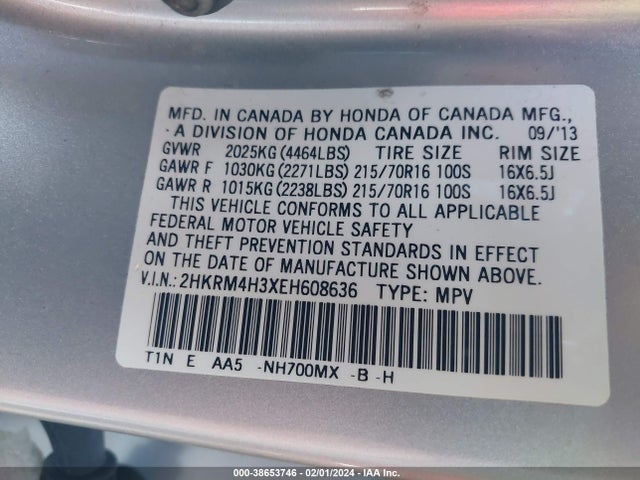 Honda CR-V LX 2014 2HKRM4H3XEH608636 Image 9