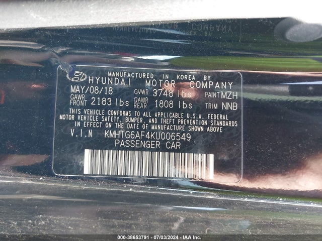 Hyundai Veloster 2.0 2019 KMHTG6AF4KU006549 Image 9