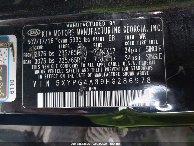 KIA Sorento 2.4l Lx 2017 5XYPG4A39HG286978 Image 9