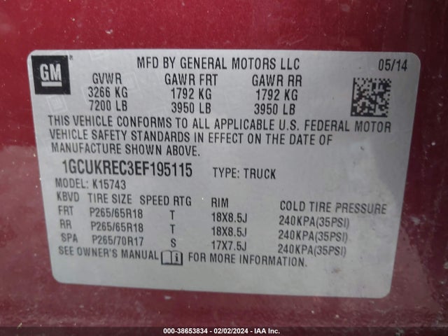 Chevrolet Silverado 1500 2lt 2014 1GCUKREC3EF195115 Image 9