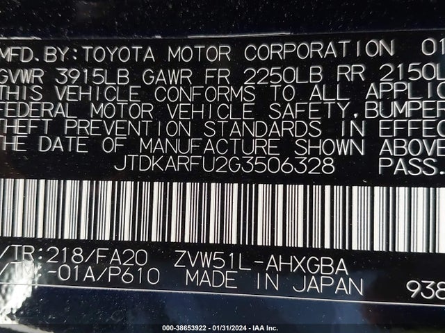 Toyota Prius 2016 JTDKARFU2G3506328 Image 9