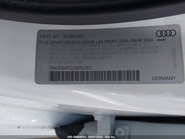 WAUD8AFC2JN082302 Audi A6 2.0t Premium
