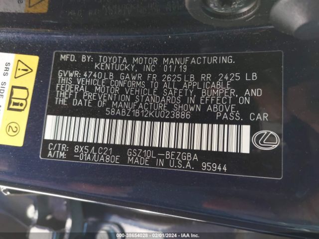 58ABZ1B12KU023886 Lexus Es 350 Ultra Luxury