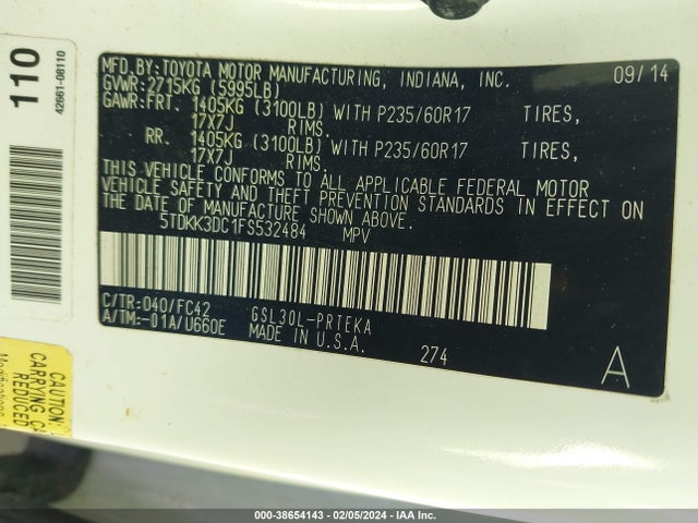 Toyota Sienna Le 8 Passenger 2015 5TDKK3DC1FS532484 Image 9