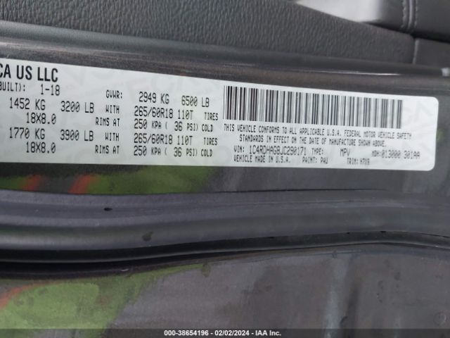 1C4RDHAG8JC290171 Dodge Durango Sxt Rwd
