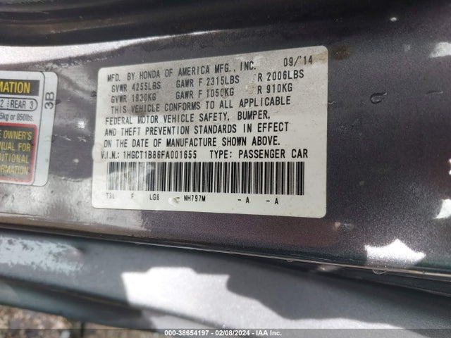 Honda Accord Ex-l 2015 1HGCT1B86FA001655 Image 9