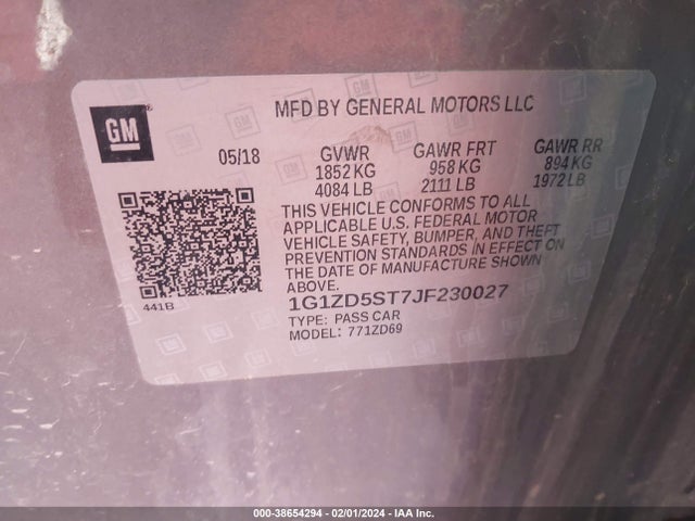 Chevrolet MALIBU LT 2018 1G1ZD5ST7JF230027 Image 9