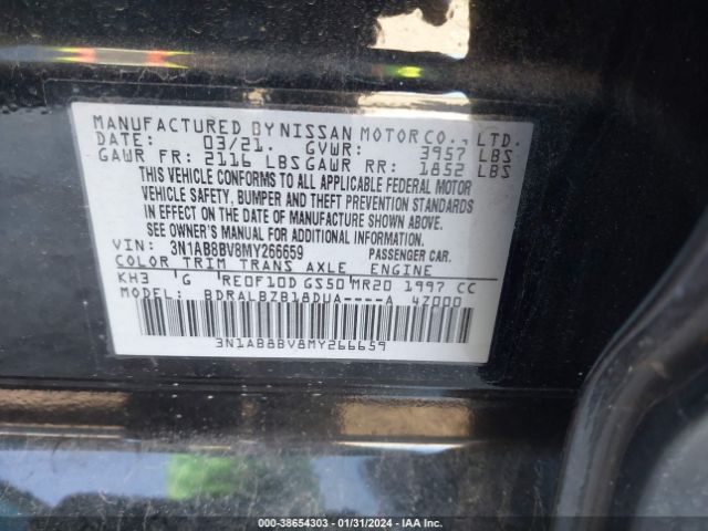 3N1AB8BV8MY266659 Nissan Sentra S Xtronic Cvt