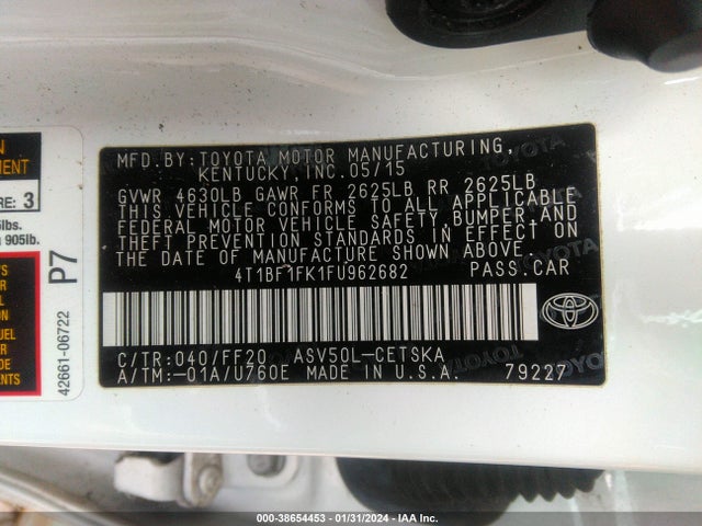 Toyota CAMRY SE 2015 4T1BF1FK1FU962682 Image 9