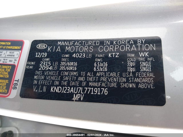 KIA SOUL S 2020 KNDJ23AU7L7719176 Image 9