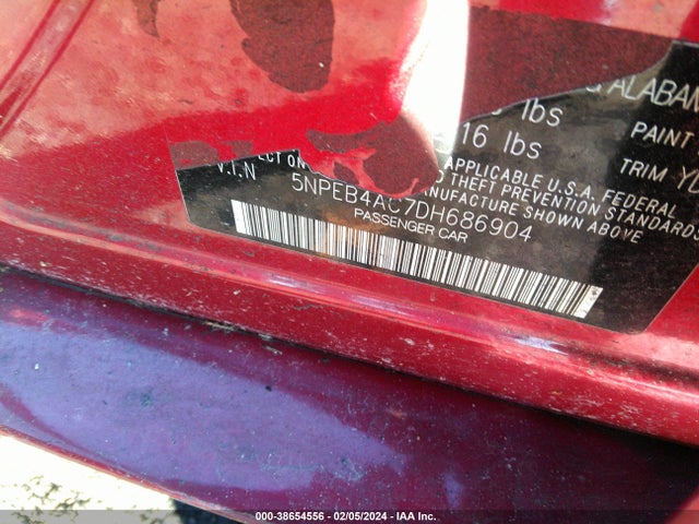 2013 HYUNDAI SONATA GLS VIN: 5NPEB4AC7DH686904