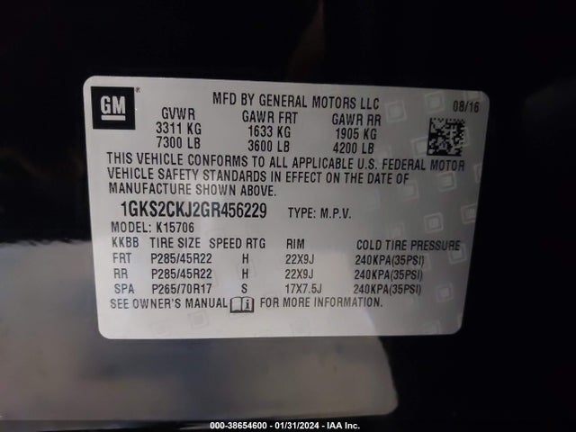 GMC YUKON DENALI 2016 1GKS2CKJ2GR456229 Image 9