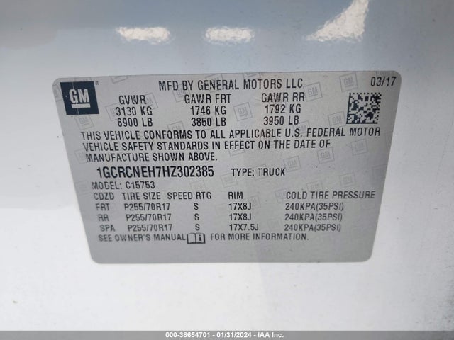 Chevrolet Silverado 1500 Wt 2017 1GCRCNEH7HZ302385 Image 9