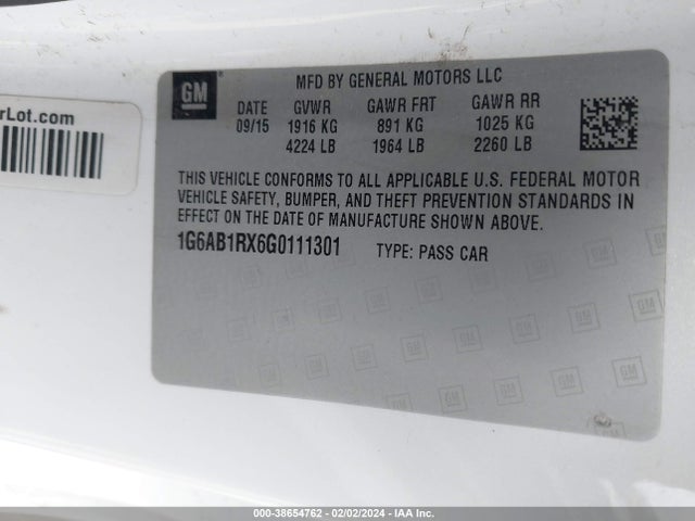 1G6AB1RX6G0111301 Cadillac Ats Luxury Collection