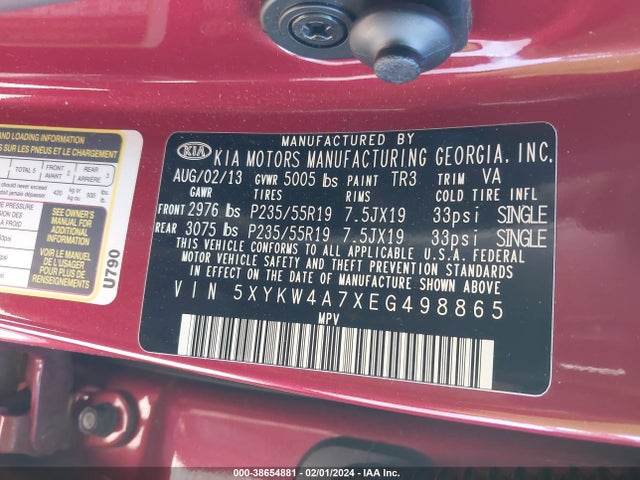 KIA SORENTO SX 2014 5XYKW4A7XEG498865 Image 9