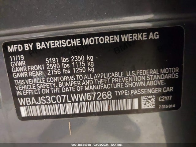 BMW 540i Xdrive 2020 WBAJS3C07LWW67268 Image 9