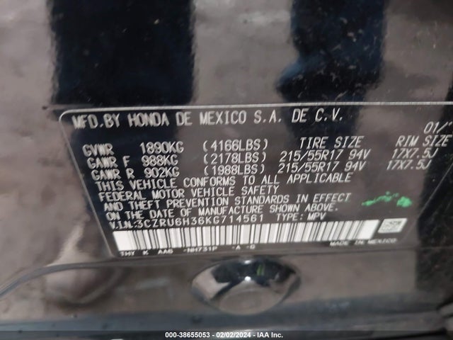 Honda HR-V LX 2019 3CZRU6H36KG714561 Image 9