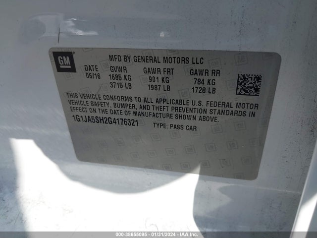 Chevrolet Sonic Ls Auto 2016 1G1JA5SH2G4176321 Image 9