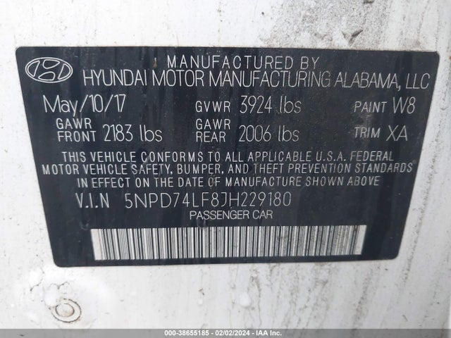 Hyundai ELANTRA SE 2018 5NPD74LF8JH229180 Image 9