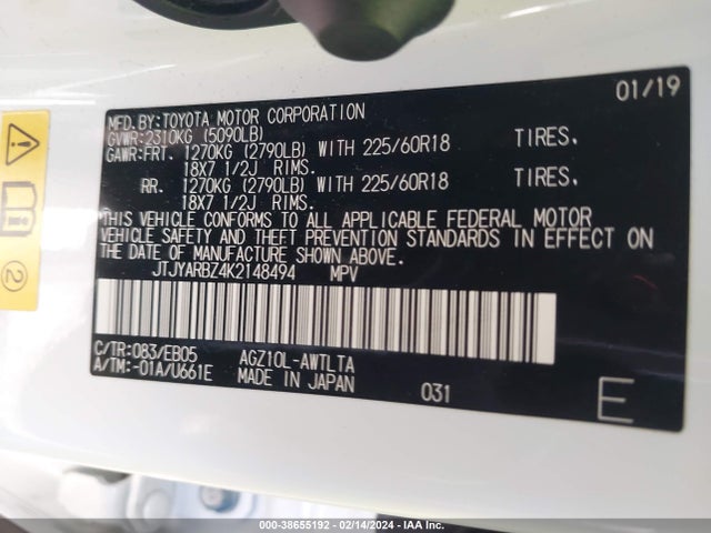 JTJYARBZ4K2148494 Lexus Nx 300 F Sport