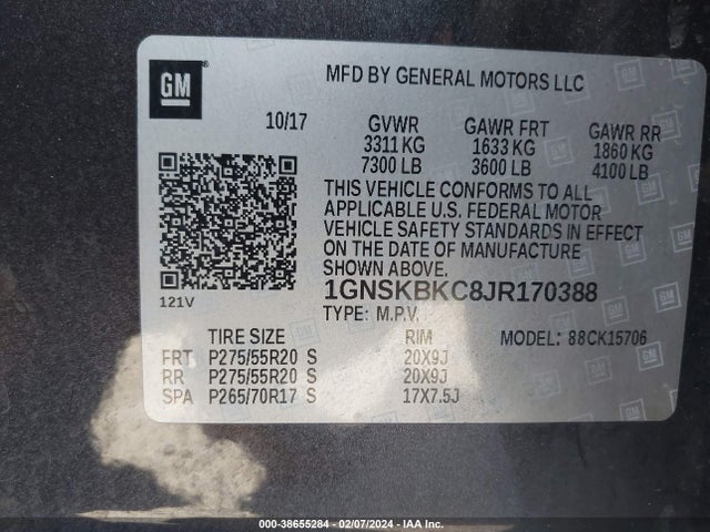 Chevrolet Tahoe Lt 2018 1GNSKBKC8JR170388 Image 9