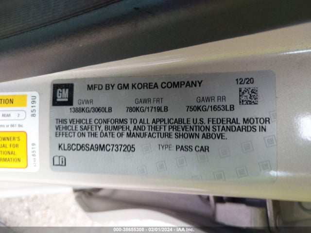 Chevrolet Spark Fwd 1lt Automatic 2021 KL8CD6SA9MC737205 Image 9
