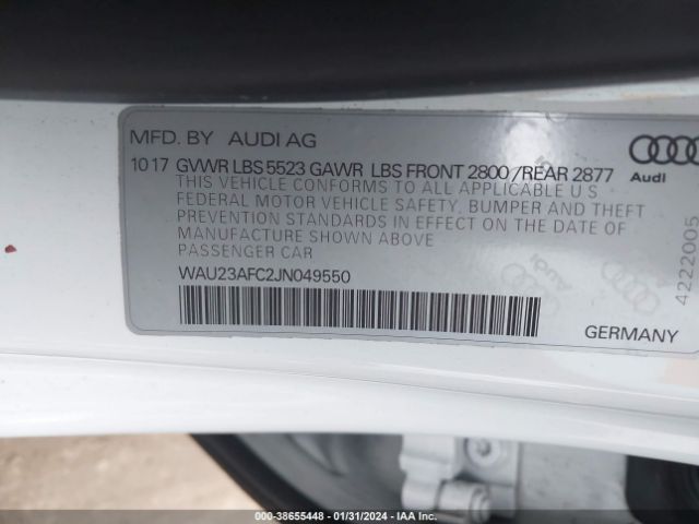 WAU23AFC2JN049550 Audi A7 3.0t Premium Plus