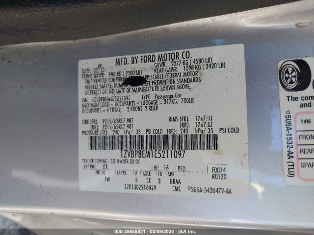 Ford Mustang V6 2014 1ZVBP8EM1E5211097 Image 9
