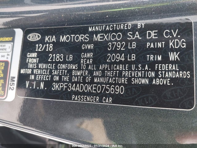 KIA FORTE S 2019 3KPF34AD0KE075690 Image 9