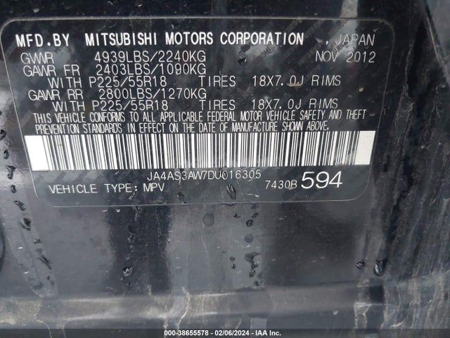 2013 MITSUBISHI OUTLANDER JA4AS3AW7DU016305 Photo 8
