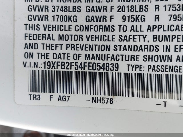 Honda Civic Lx 2015 19XFB2F54FE054839 Image 9