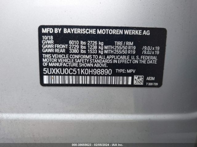 5UXKU0C51K0H98890 BMW X6 Sdrive35i