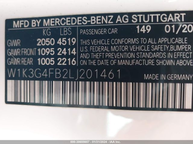 W1K3G4FB2LJ201461 Mercedes-Benz A 220 4matic