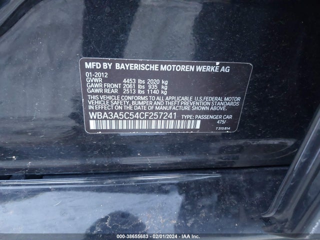 Продаж на аукціоні авто 2012 Bmw 328i, vin: WBA3A5C54CF257241, номер лоту: 38655683
