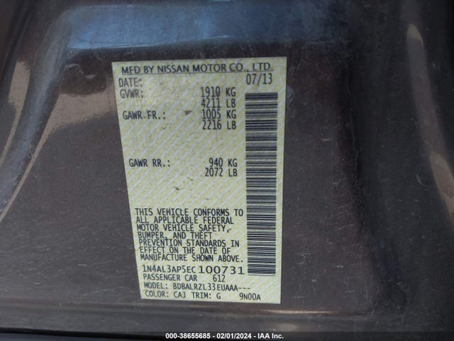 Nissan Altima 2.5 S 2014 1N4AL3AP5EC100731 Image 9