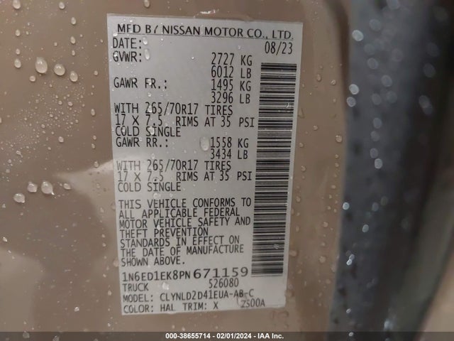 Nissan Frontier Pro-4x 4x4 2023 1N6ED1EK8PN671159 Image 9