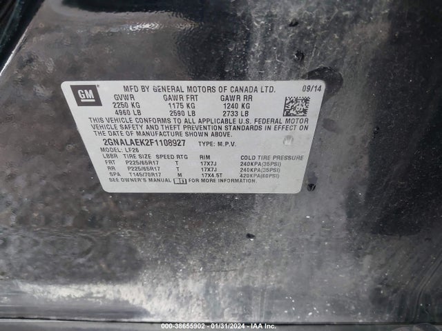 Chevrolet EQUINOX LS 2015 2GNALAEK2F1108927 Image 9