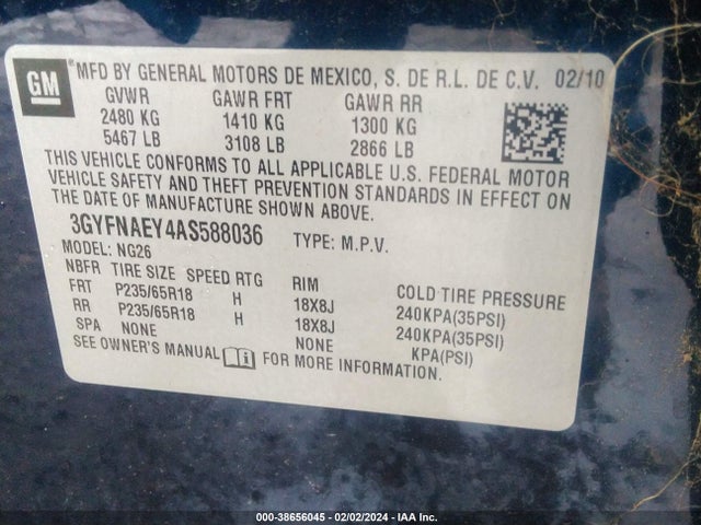 2010 CADILLAC SRX 3GYFNAEY4AS588036 Photo 8