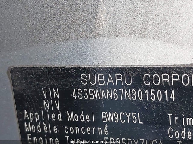 Subaru Legacy Limited 2022 4S3BWAN67N3015014 Image 9